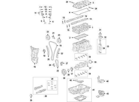 2019 Buick Envision Engine Parts, Mounts, Cylinder Head & Valves, Camshaft & Timing, Variable Valve Timing, Oil Cooler, Oil Pan, Oil Pump, Balance Shafts, Crankshaft & Bearings, Pistons, Rings & Bearings Head Gasket Diagram for 12629404