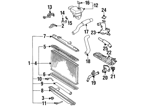 1996 Lexus ES300 Radiator & Components Tank Gasket Diagram for 16442-74760