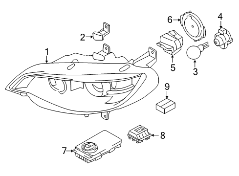 2014 BMW X6 Headlamps Left Headlight Diagram for 63117359371