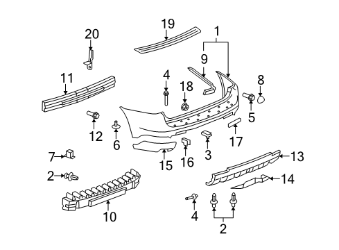 2006 Pontiac Torrent Rear Bumper Impact Bar Diagram for 15950658