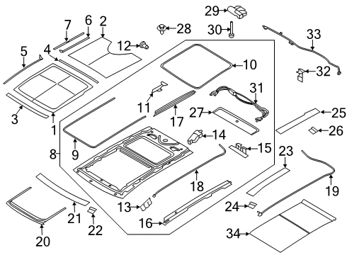 2019 Ford Edge Sunroof Deflector Assembly Diagram for FT4Z-58500A26-B