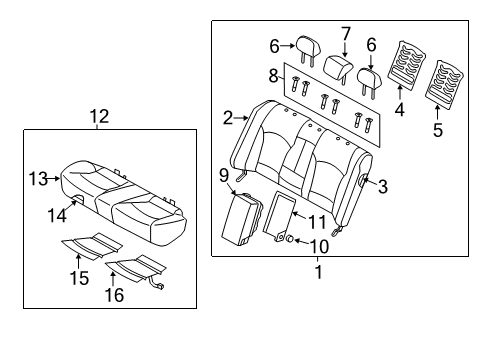 2015 Hyundai Sonata Heated Seats Rear Seat Cushion Covering Assembly Diagram for 89160-4R150-Y5S