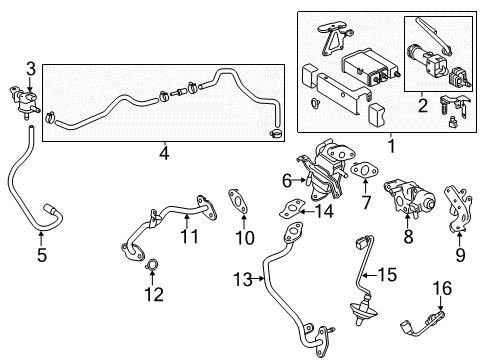 2014 Toyota Prius C Powertrain Control EGR Pipe Gasket Diagram for 25685-21010