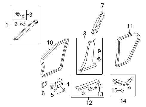 2015 Honda Crosstour Interior Trim - Pillars, Rocker & Floor Garnish Assy., L. FR. Pillar *YR449L* (CASHMERE IVORY) Diagram for 84151-TP6-A02ZC