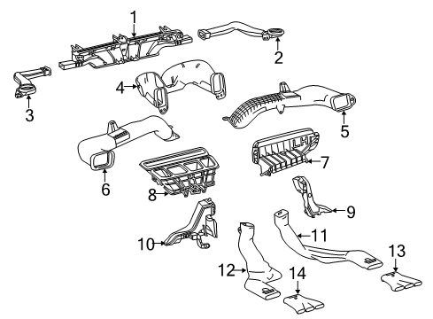 2017 Toyota Highlander Ducts Defroster Duct Diagram for 55971-0E050