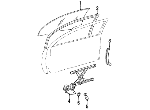 1998 Toyota Tercel Glass - Front Door Run Channel Diagram for 68151-16050