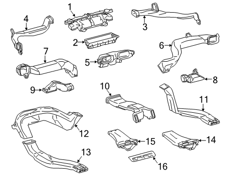 2015 Lexus GS350 Ducts Duct, Heater To Register Diagram for 55845-30260