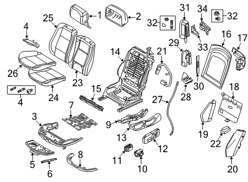 2008 BMW 335i Lumbar Control Seats Left Backrest Upholstery Diagram for 52107211861