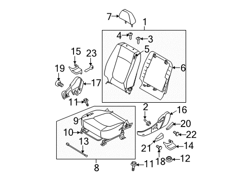 2009 Kia Spectra5 Front Seat Components Back-Garnish Assembly Diagram for 883972F000VA