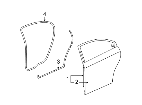 2008 Chevrolet Malibu Rear Door Weatherstrip Asm-Rear Side Door *Medium Cashmere Diagram for 25815060