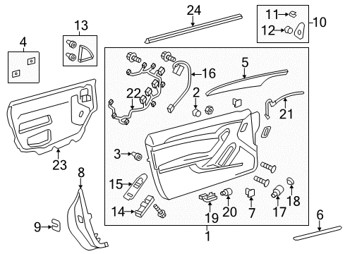 2013 Cadillac CTS Front Door Switch Bezel Diagram for 15867896