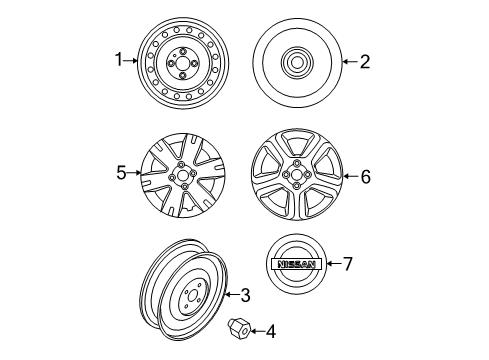 2010 Nissan Sentra Wheels, Covers & Trim Disc Wheel Cap Diagram for 40315-ET00A