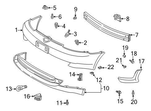 2002 Toyota Echo Front Bumper Hole Cover Diagram for 52127-52050
