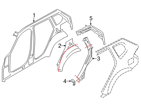 2014 BMW X3 Inner Structure - Quarter Panel Wheelhousing, Rear, Outer Section, Right Diagram for 41007267316