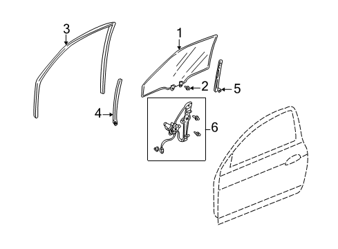 2005 Acura RSX Front Door Channel, Left Front Door Run Diagram for 72275-S6M-003