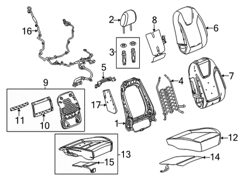 2021 Buick Encore GX Passenger Seat Components Seat Back Cover Diagram for 42744126