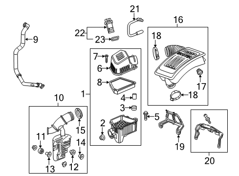 2014 GMC Terrain Air Intake Outlet Duct Diagram for 20920721