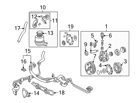 2005 Toyota Tundra P/S Pump & Hoses, Steering Gear & Linkage Reservoir Hose Diagram for 44348-0C010