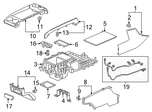 2021 Honda Odyssey Center Console Holder, FR. Jacks Diagram for 39115-THR-A71