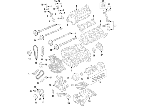 2019 Nissan Titan XD Engine Parts, Mounts, Cylinder Head & Valves, Camshaft & Timing, Oil Pan, Oil Pump, Crankshaft & Bearings, Pistons, Rings & Bearings, Variable Valve Timing Sprocket-Chain Drive Diagram for 13143-EZ40A