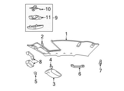 2007 Lincoln Town Car Interior Trim - Roof Grip Handle Diagram for 6W1Z-5431406-AA