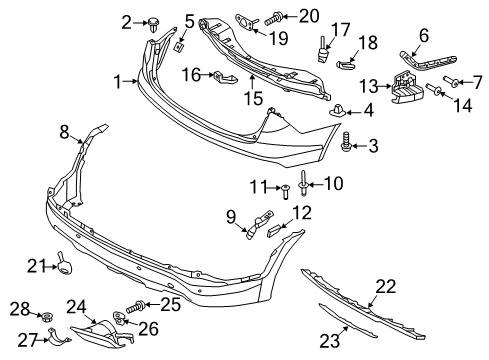 2015 Hyundai Santa Fe Rear Bumper Reinforcement-Rear Bumper Cover, LH Diagram for 86623-B8000