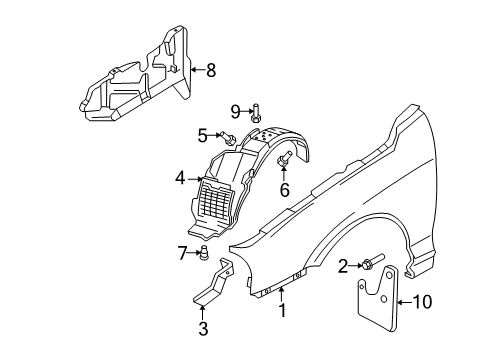2005 Hyundai Elantra Fender & Components Cover-Engine Under, RH Diagram for 29120-2D000