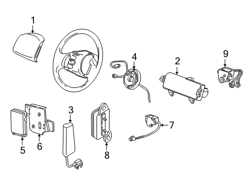 2002 Lincoln Blackwood Air Bag Components Side Sensor Diagram for 2C6Z-14B345-AB