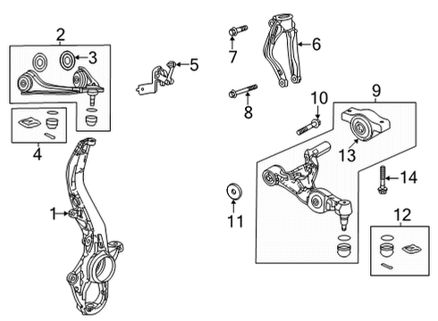2021 Acura TLX Front Suspension, Lower Control Arm, Upper Control Arm, Stabilizer Bar, Suspension Components Stopper, Front (Lower) Diagram for 51397-TGV-A01