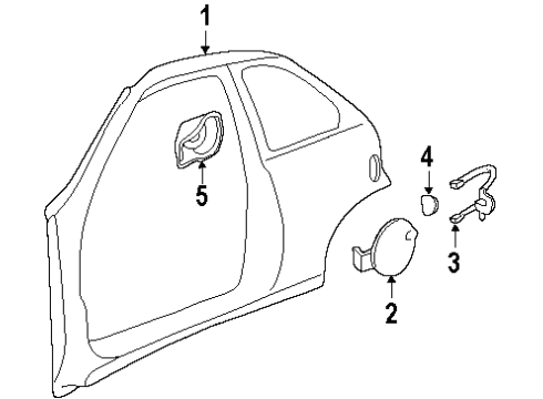 1995 Geo Metro Quarter Panel & Components Housing, Fuel Tank Filler Door Hinge Diagram for 30013513