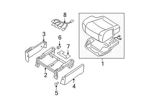 2008 Nissan Quest Front Seat Components Cushion Assembly - Front Seat Diagram for 87300-ZM34E