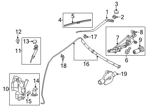 2014 Infiniti Q70 Wiper & Washer Components Adjuster-Nozzle Diagram for 28949-1EA0A