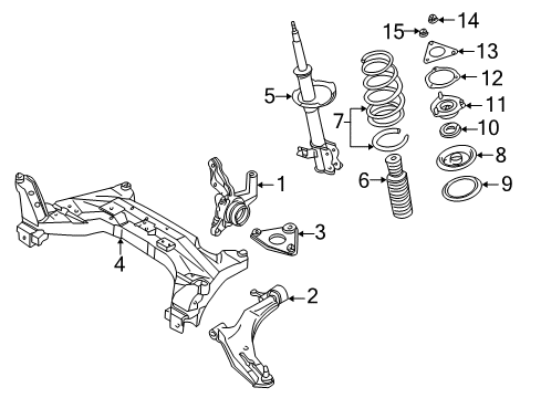 2000 Nissan Sentra Front Suspension Components, Lower Control Arm, Stabilizer Bar Insulator Stopper Diagram for 54343-4M410