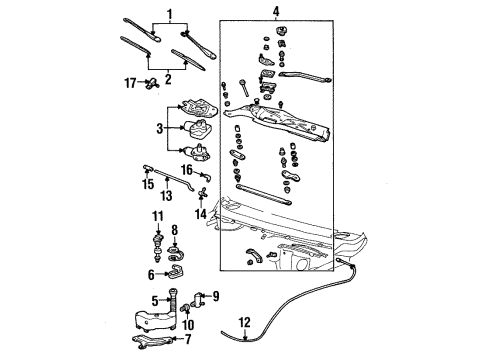 1994 Lincoln Mark VIII Wiper & Washer Components Rear Washer Pump Diagram for E5TZ-17664-B