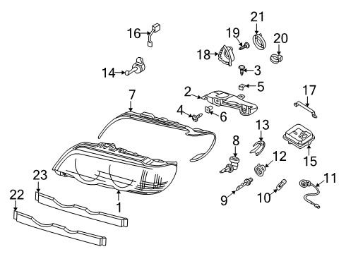 2000 BMW X5 Bulbs Headlight Front Right Diagram for 63126930240