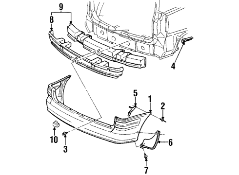 2001 Oldsmobile Silhouette Rear Bumper Bumper Cover Diagram for 12335559