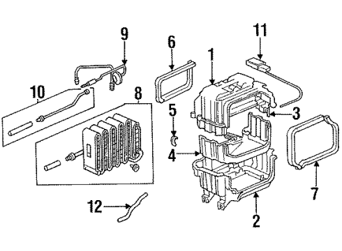 1995 Honda Accord Switches & Sensors Insulator, Evaporator (Upper) Diagram for 80205-SV4-A00