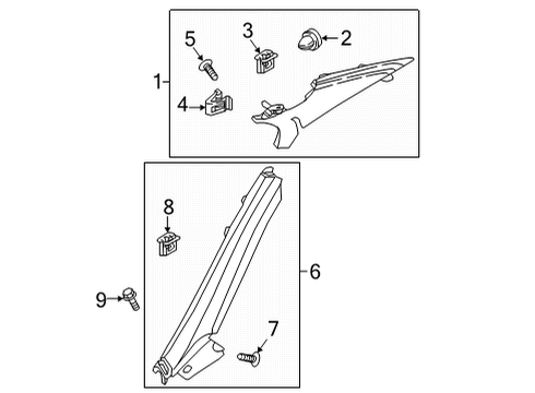 2021 Genesis G90 Interior Trim - Quarter Panels Trim Assembly-RR Pillar LH Diagram for 85850-D2900-NBD