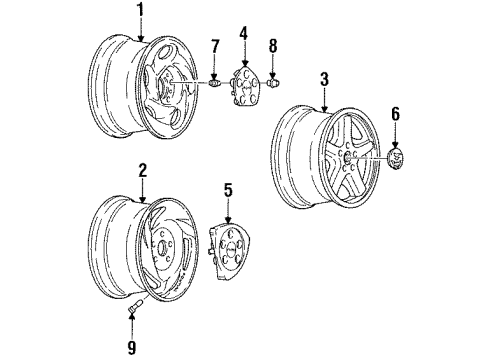 2000 Pontiac Firebird Wheels Wheel Rim Assembly 17X9 Aluminum 120.65 Bellcrank 50.0Mm Off Diagram for 9594576