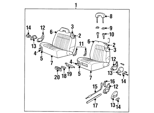 1993 GMC C2500 Front Seat Components Seat Frame Diagram for 12388923