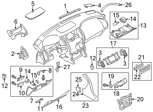 2014 Infiniti QX80 Cluster & Switches, Instrument Panel Grille Front Speaker Diagram for 28176-1LA0A