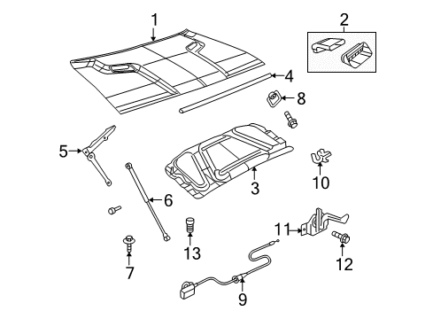 2009 Dodge Challenger Hood & Components Hood Release Latch Diagram for 5112931AC