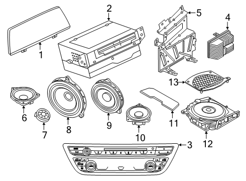 2020 BMW 740i xDrive Automatic Temperature Controls TWEETER HIGH END SOUND SYS. Diagram for 65136833569