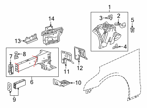 2017 Cadillac CT6 Structural Components & Rails Gusset Diagram for 23116640