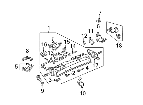 2003 Acura NSX Roof Holder Switch, Right Rear Catcher Diagram for 85038-SL0-T01