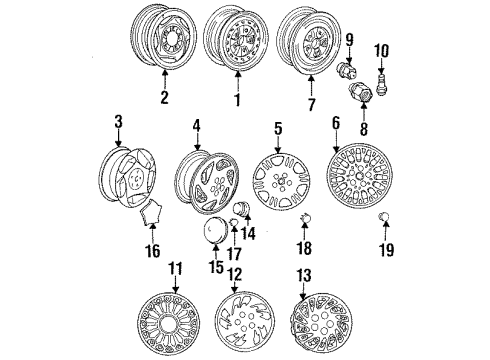 1994 Plymouth Sundance Wheels, Covers & Trim -15"-White Diagram for 4472525