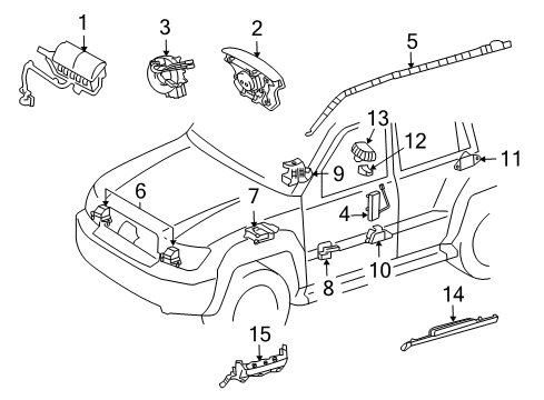 2008 Toyota Land Cruiser Air Bag Components Air Bag Assy, Curtain Shield, LH Diagram for 62180-60060