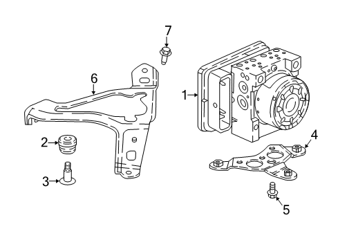 2019 Honda Odyssey ABS Components Sub-Bracket, Modulator Diagram for 57116-TG7-A00