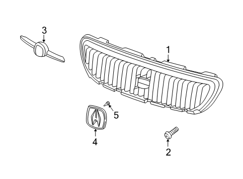 2005 Acura MDX Grille & Components Mesh, Front Bumper Face (Bumper Dark Gray) Diagram for 71120-S3V-A10ZA