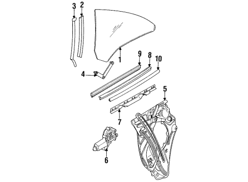 1991 BMW 850i Door & Components Rear Left Window Regulator Diagram for 51338123233